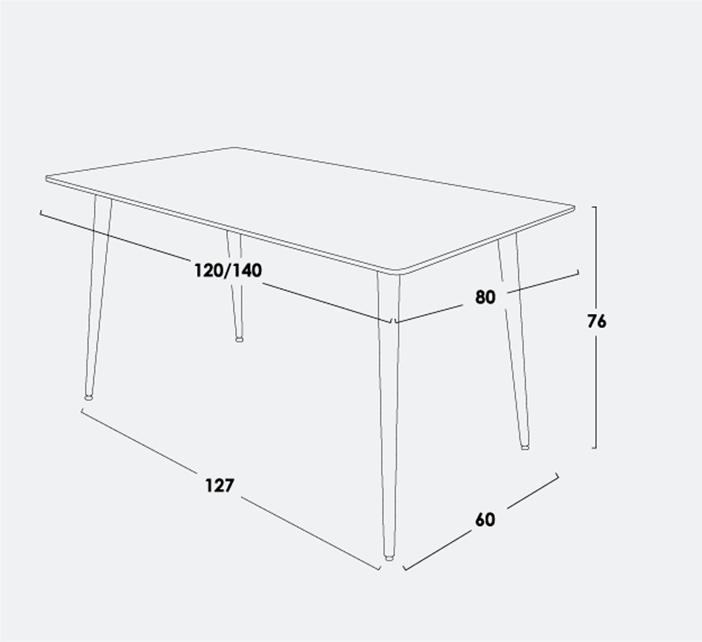 Столы Стол ВИКО керамика,серый матовый Т11мм, 120-80-76 см