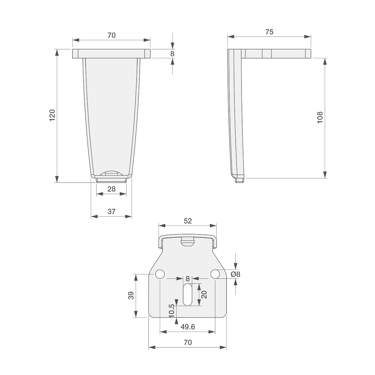 Опоры Опора для мебели MetalLine 710 H-120мм Сталь Брауни (DH) F710S.120GBDH