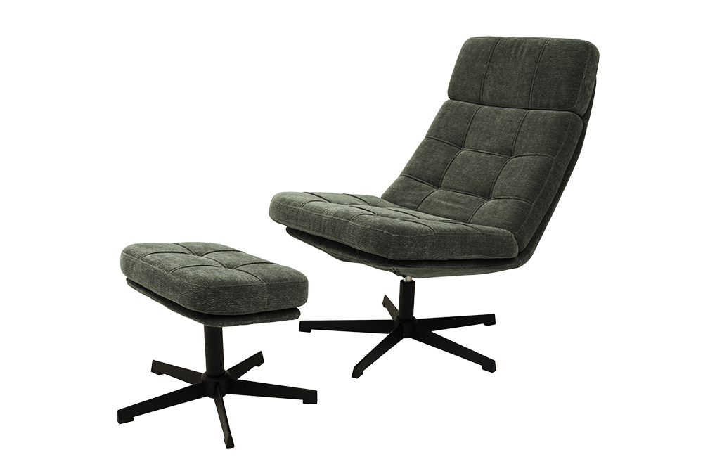 Кресло ЛЕОН с банкеткой, зеленый