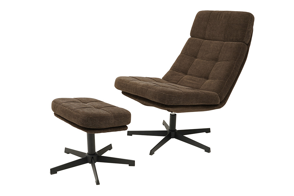 Кресло ЛЕОН с банкеткой, коричневый