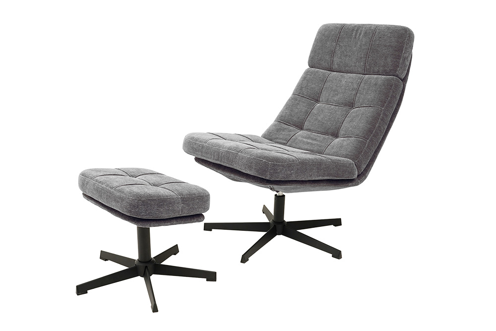 Кресло ЛЕОН с банкеткой, светло-серый