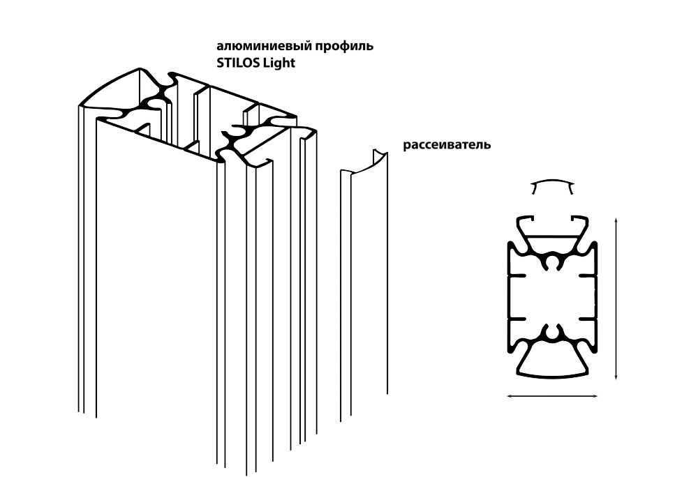 Стеллажная система STILOS Рассеиватель для чёрного профиля Stilos матовый чёрный 3000х13,5х5,2 LL541L3000D
