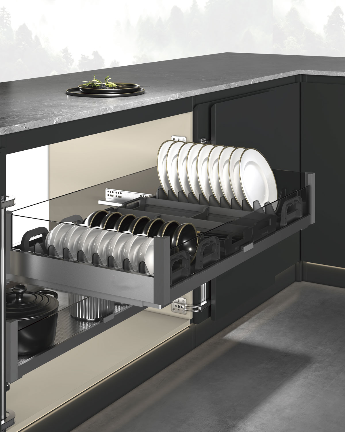 Выдвижные корзины для кухни Выдвижная корзина для посуды в нижнюю базу S101A