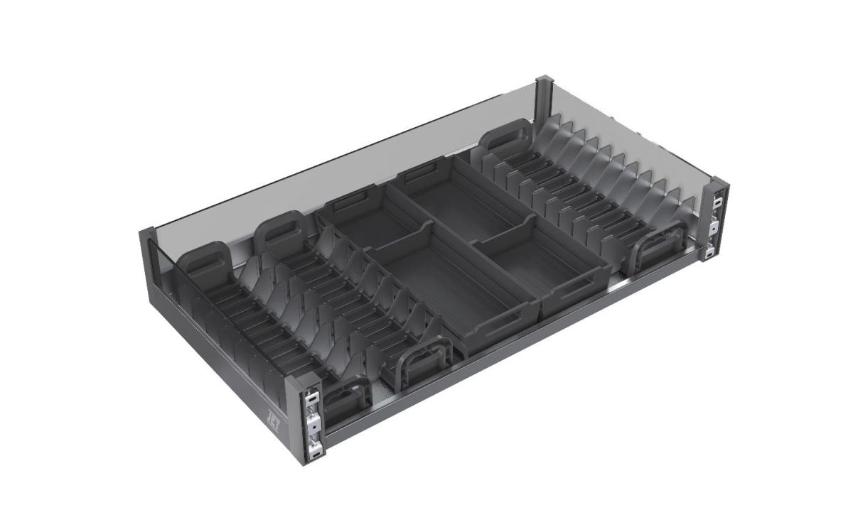 Корзина для посуды выдвижная в ниж. базу под навесной фасад п/в с доводчиком 900мм S101B.900GL