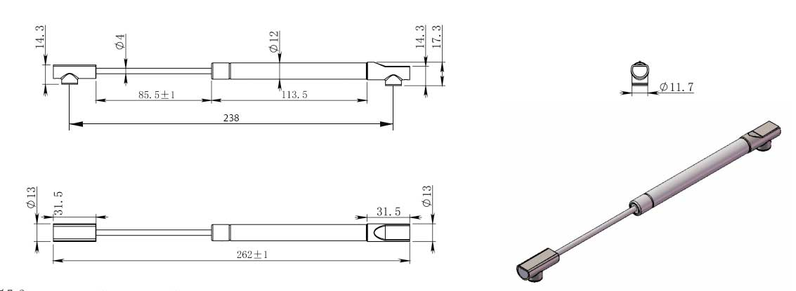 Газлифты и подъемные механизмы Газовый лифт 112 антрацит грузоподъемность 100N M112A.100DG