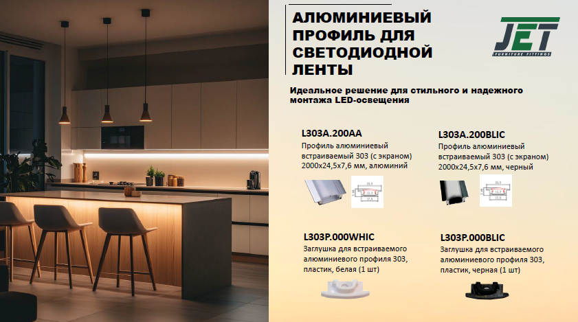 Мебельные светильники Заглушка для встраиваемого алюминиевого профиля 303, пластик, белая (1 шт) L303P.000WHIC