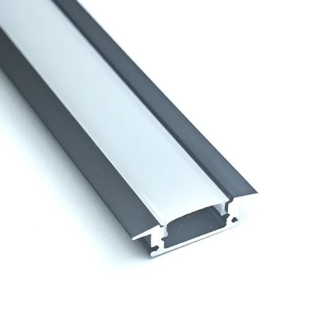 Мебельные светильники Профиль алюминиевый встраиваемый 303 (с экраном) 2000х24,5х7,6 мм, черный L303A.200BLIC